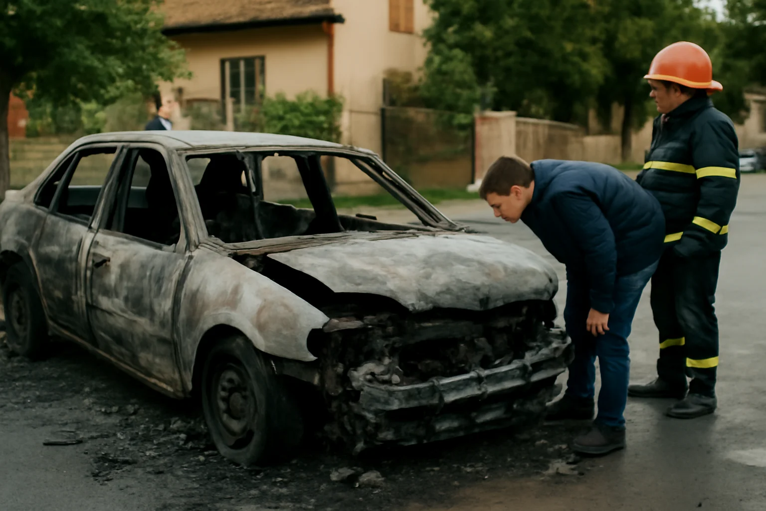 Autoturism incendiat de un minor de 15 ani la Brașov. ISU publică imagini de la intervenție