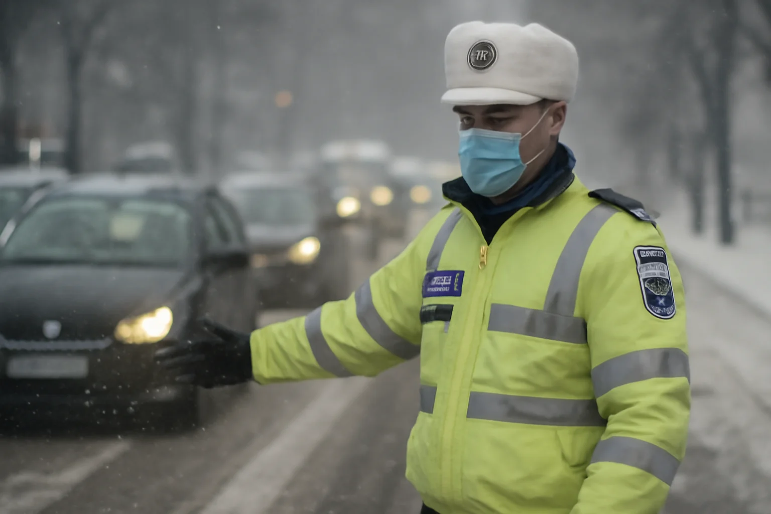 Avertisment al polițiștilor din Brașov pentru șoferi, în contextul aglomerației și al vremii nefavorabile