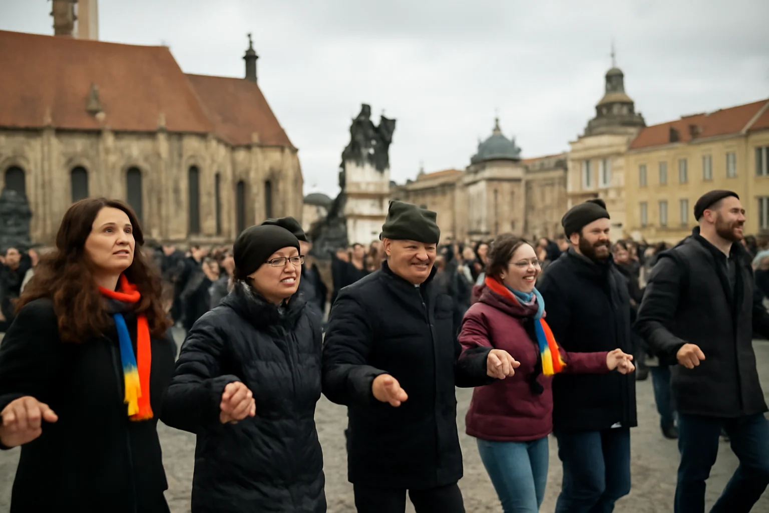 Ceremonie de Ziua Unirii Principatelor la Brașov, încheiată cu Hora Unirii în Piața Unirii
