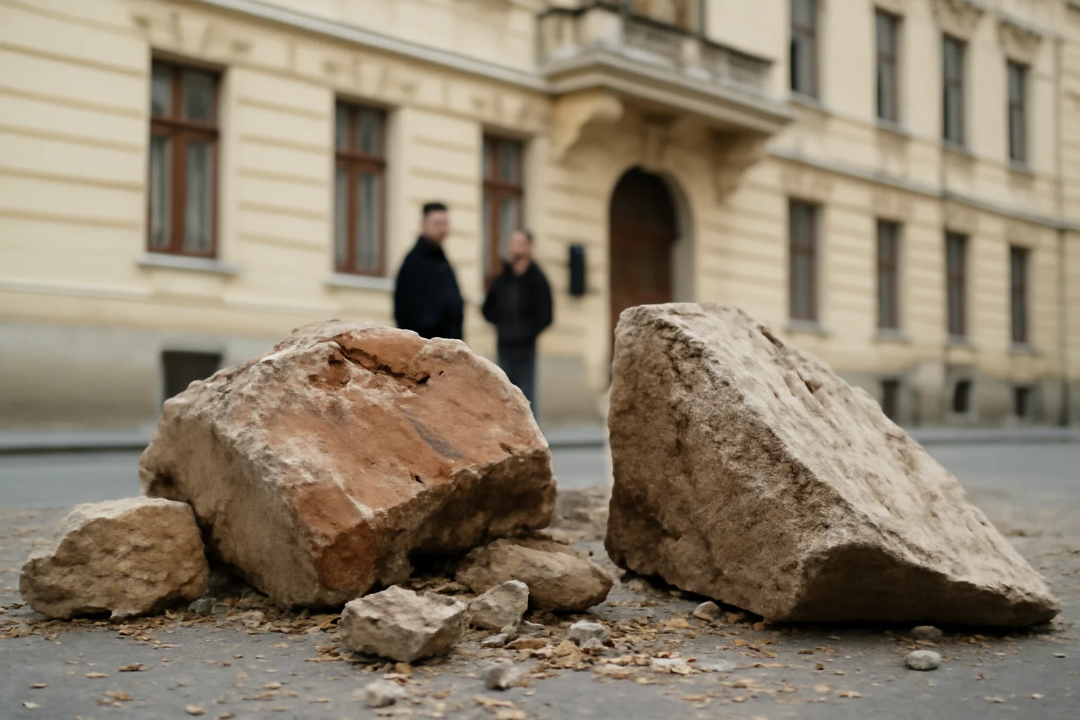 Circulație restricționată în centrul Brașovului după desprinderea unor bucăți de zid de pe clădirea Primăriei