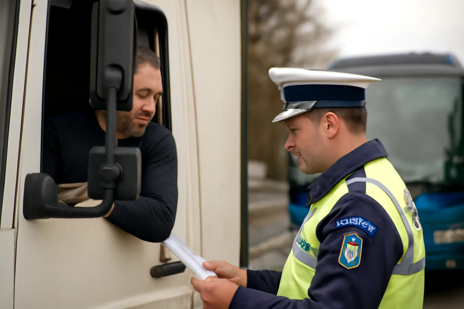 Controale în trafic la Brașov: polițiștii rutieri au verificat șoferii de autobuze și camioane