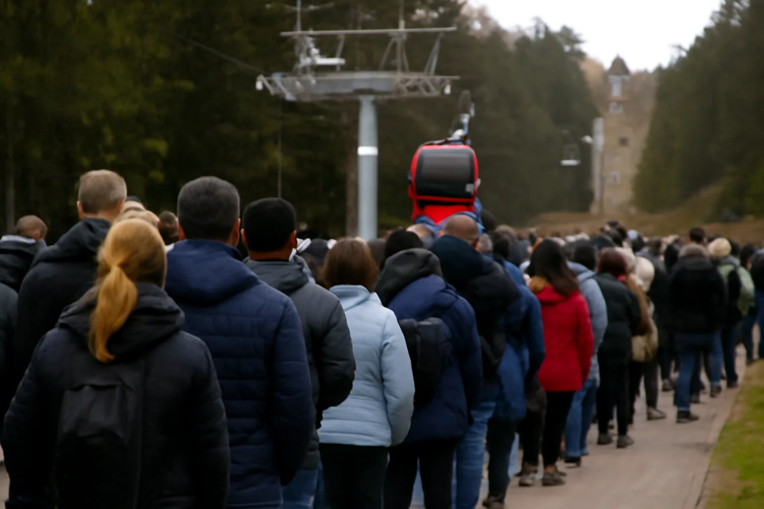 Cozi la telegondola din Poiana Brașov după reluarea funcționării în urma vântului puternic