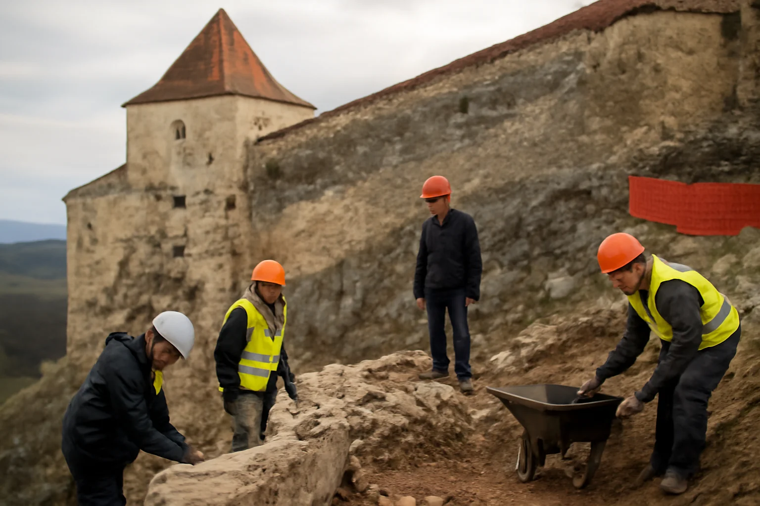 Lucrările de siguranță la Cetatea Medievală Râșnov din Brașov continuă conform planului