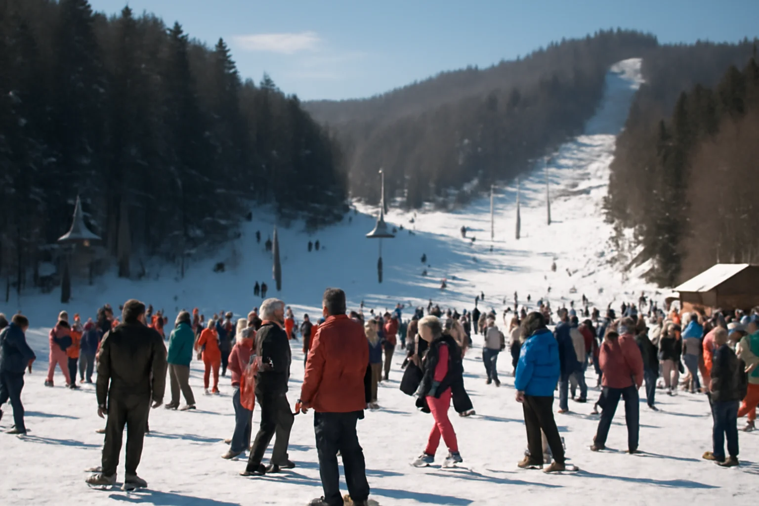 Poiana Brașov, aglomerată de turiști în weekend datorită vremii bune