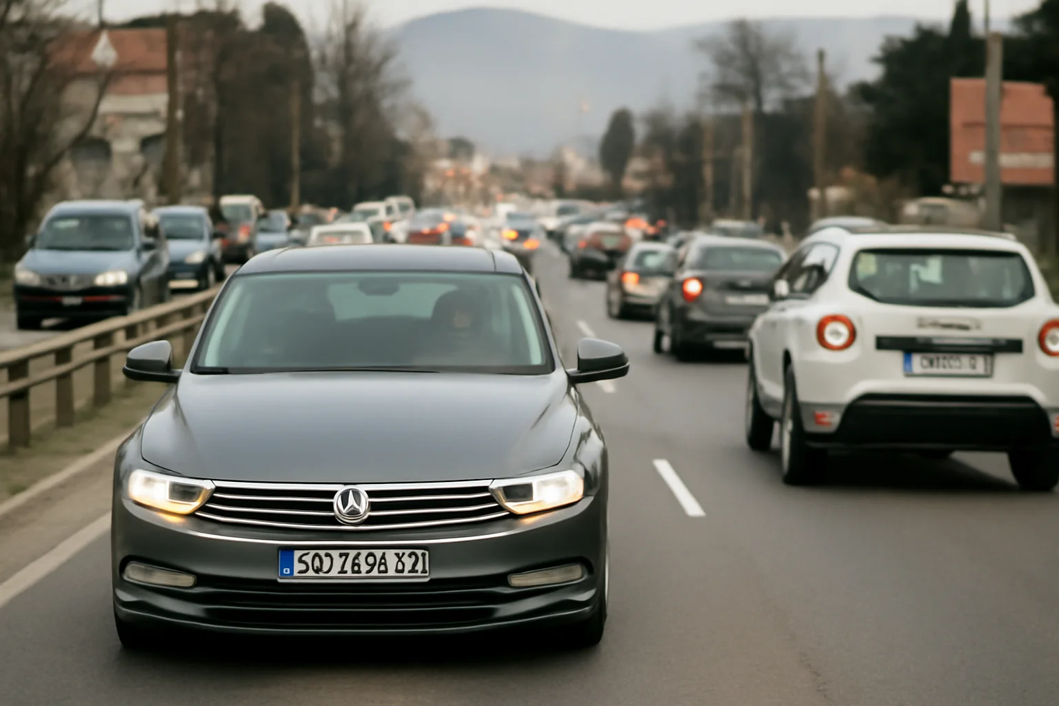 Șofer din Galați filmat circulând pe contrasens pe o șosea aglomerată din Brașov