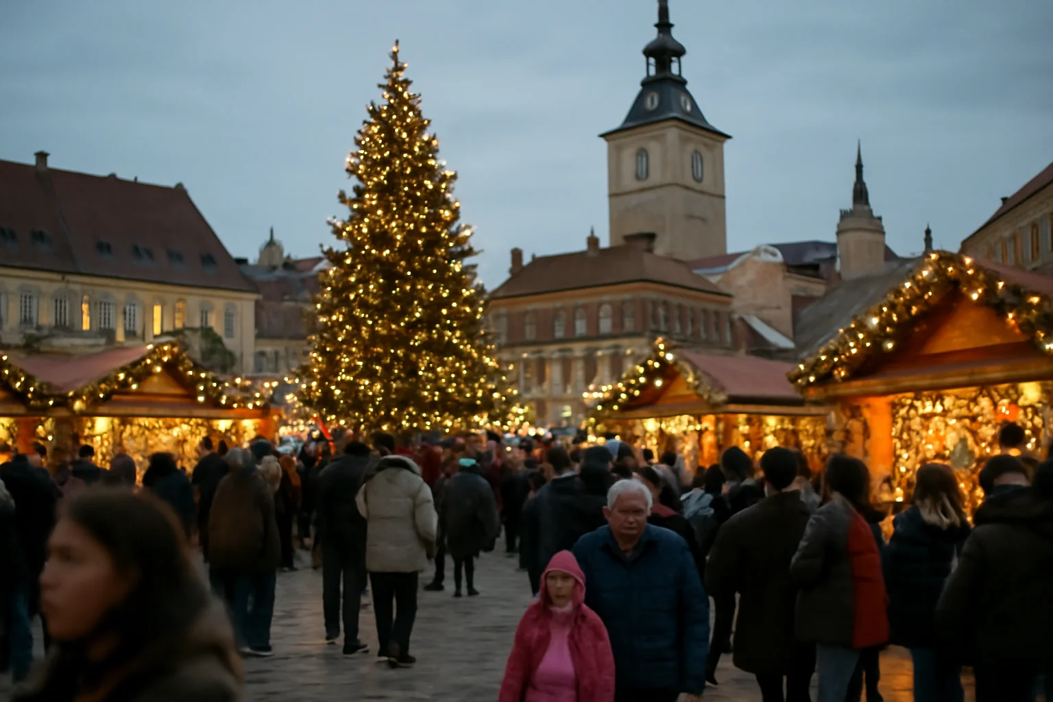 Târgul de Crăciun din Brașov, în Piața Sfatului, va funcționa până la 11 ianuarie 2026