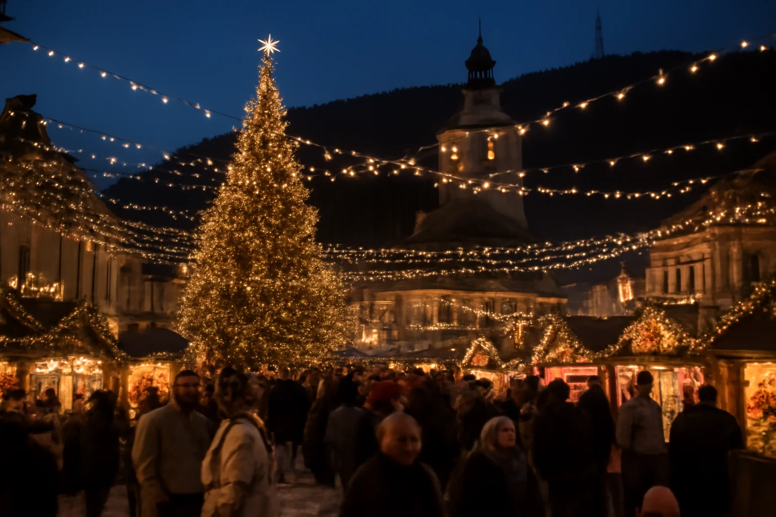 Târgul de Crăciun din Brașov și luminile de sărbători rămân aprinse până pe 11 ianuarie