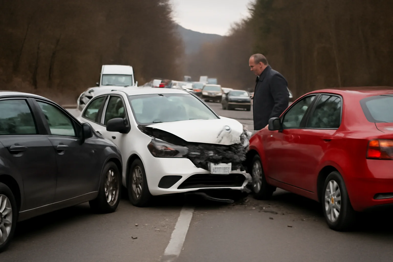Trafic îngreunat lângă Brașov pe DN 1 Brașov–Sibiu după un accident cu patru autoturisme
