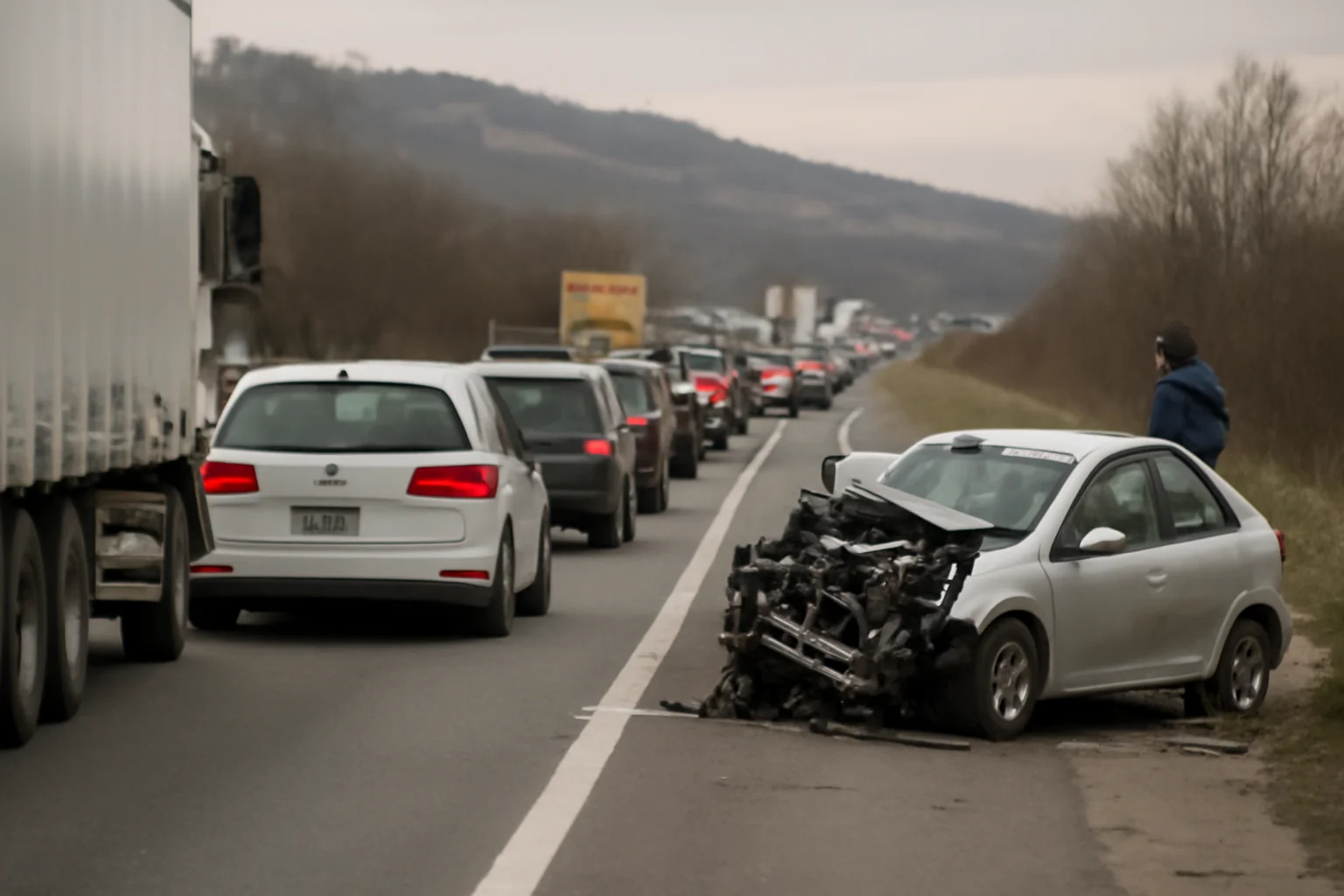 Trafic îngreunat pe autostrada A3 București–Brașov, după un accident fără victime