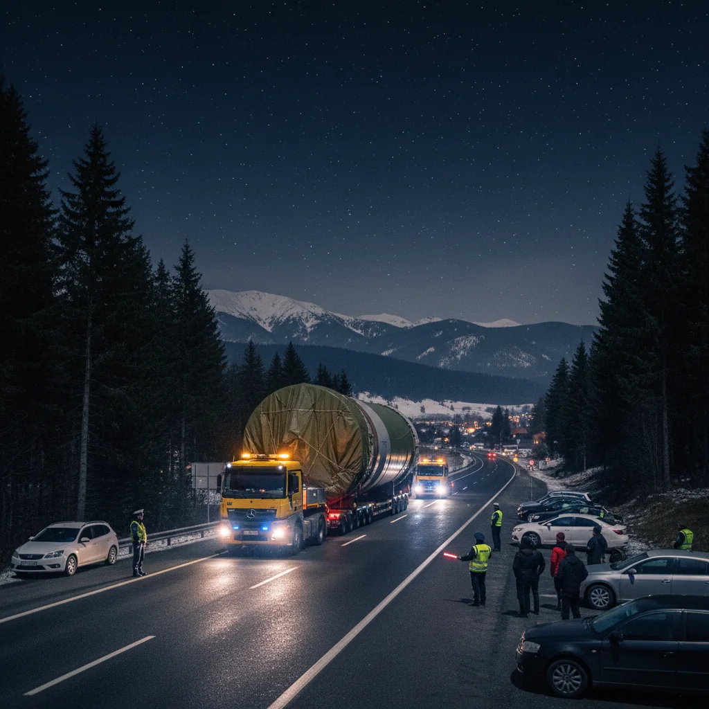 Transport agabaritic în noaptea aceasta prin județul Brașov și pe alte șosele din zonă